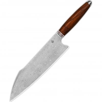 Поварской кухонный шеф нож QSP Mulan Series Harpoon, сталь дамаск, рукоять дерево айронвуд купить в 